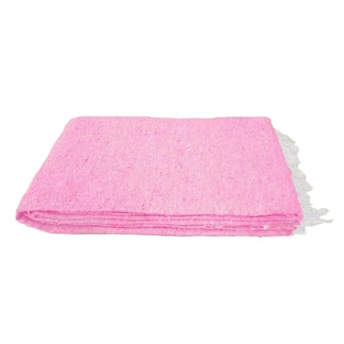 Open Road Goods Solid Color Mexican Yoga Blanket – Large Handwoven Throw for Yoga, Beach, Camping or Home – Soft and Durable Cotton Blend - color: Pink Blanket