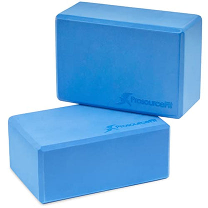 ProsourceFit Foam Yoga Blocks, High Density EVA Yoga Bricks 4”x 6” x 9” (Set of 2) - color: Blue