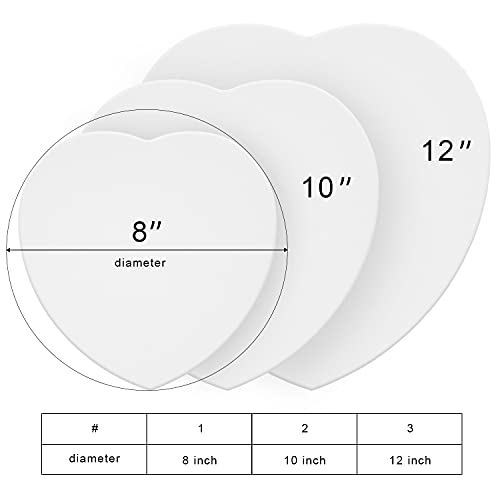 PHOENIX Heart Canvases for Painting - 8, 10, 12 in (2 of Each) - 100% Cotton 10 Oz Triple Primed White Blank Acid-Free Artist Shaped Stretched Canvas for Oil, Acrylic Painting Decoration - size: Heart 8", 10" & 12", style: Studio Set (8 Oz.)