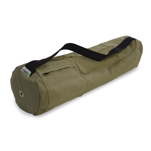 Natural Hemp Fabric Yoga Mat Bag with Shoulder Strap - Lightweight and Durable Gym Bag to Carry the Extra Large Mat Sizes - Ideal for Yoga, Pilates & Fitness Equipment - Made in USA, 8" X 32" - color: Hemp Cactus