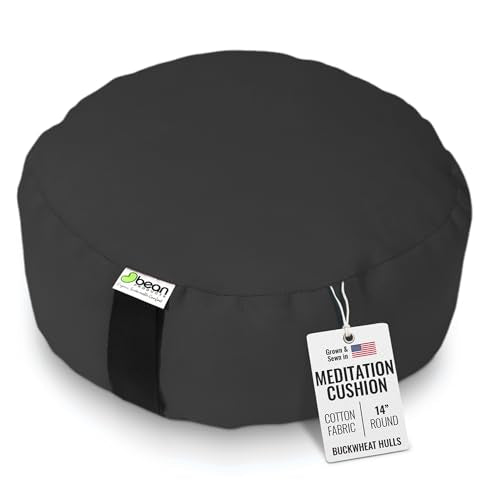 Bean Products Round Zafu Meditation Cushion, Yoga Pillow 14" Dia - Black - color: Black, size: Round - 14"