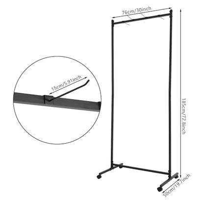 TFCFL Yoga Mat Holder Hanging, Floor Rolling Yoga Mat Cart on Wheels, Metal Storage Rack, 50lbs Capacity, 4pcs 9.8" Hooks, Adjustable Spacing for Home Gym, Fitness Club,Yoga Studio (Black)