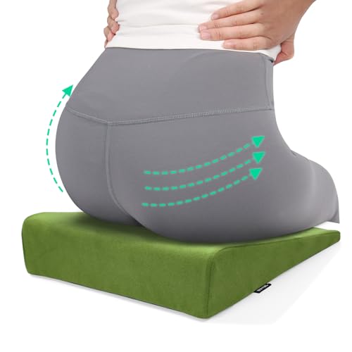 BUYUE Wedge Cushion for Butt Lift Women, Hard-Firm EVA Foam for Lift HIPS Up Fitness Training, Plank Position Mat, Non-Slip Chair Seat Pad, 15.7"x 12.5", Green - color: Green