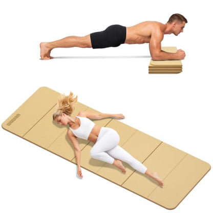 Yoga Mat Thick 10mm, Foldable Yoga Mat 75 x 26 x 0.4 Inches | Portable Workout Mat | Thick Cushioning Surface | Home Gym Exercise Mat | Pilates & Yoga Training - color: Orange