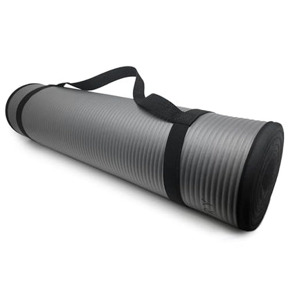 MICRODRY Multi-Purpose Fitness Mat, Cushioned & Non-Slip Foam for Yoga, Pilates, HIIT, Skid-Resistant and Tear-Resistant, 24"x72" with Carry Strap - color: Grey