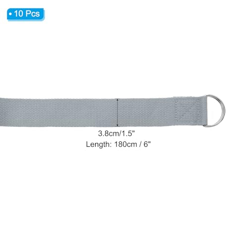 PATIKIL Yoga Strap for Stretching, Cotton Yoga Belt with Adjustable Metal D-Ring Buckle Stretch Band for Fitness Pilates - color: Light Grey