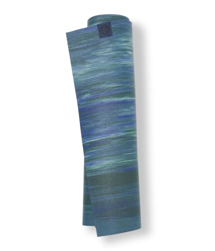 Manduka eKO SuperLite Yoga Mat - 1.5mm Natural Rubber | Foldable & Travel Friendly | Soft Textured Surface | Eco-friendly - color: Blue Toad Marble