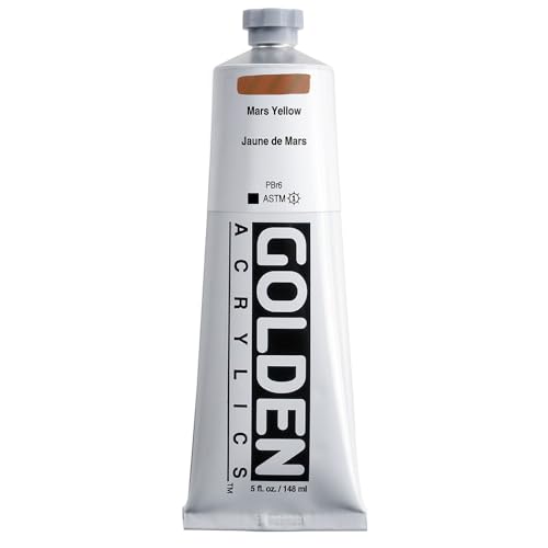 GOLDEN Heavy Body Acrylics, Mars Yellow, 5 fl. oz. Tube | Artist grade acrylic paint with rich pigment load and a thick body that retains texture and toolmarks.