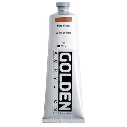 GOLDEN Heavy Body Acrylics, Mars Yellow, 5 fl. oz. Tube | Artist grade acrylic paint with rich pigment load and a thick body that retains texture and toolmarks.
