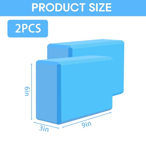 Yoga Block - Supportive Latex-Free Eva Foam - Soft Non-Slip Surface with Beveled Edges for Yoga, Pilates, Meditation - Yoga Accessories for Stability, Balance, Deepen Stretches - color: Light blue-2 Pack