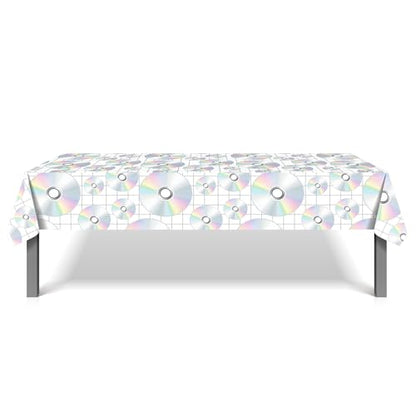 1Pc CD Disc Party Plastic Tablecloth 54 x 87 Inch Long Table Cover, CD Disc Music Party Tablecover for Music Festival Theme Kids Baby Shower Birthday Dinner Picnic Kitchen Event - color: CD Disc
