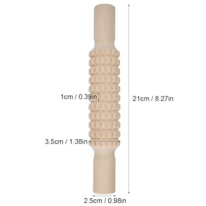 Clay Roller Wooden Solid Clay Rolling Pin Pottery Modeling Tools Dough Roller Baking Pastry Cake Pizza Roller (Lattice Type)