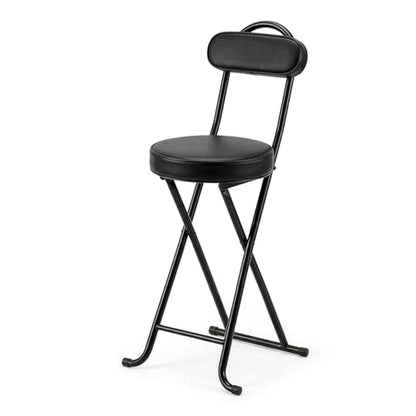 Folding Bar Stool,24" Portable High Counter Foldable Stool Chair - color: Black