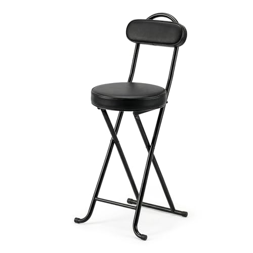 Folding Bar Stool,24" Portable High Counter Foldable Stool Chair - color: Black