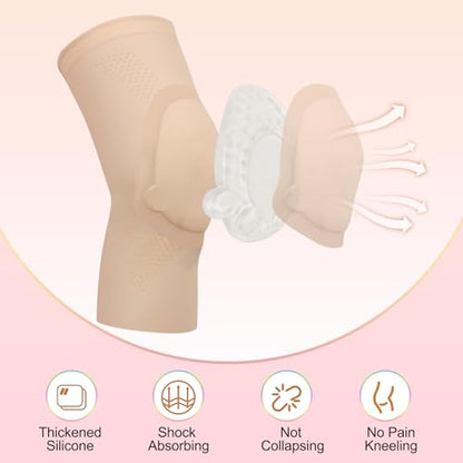 Ultra-thin Dance Knee Sleeves with Gel Pads for Dance, Ballet, Yoga, Cheerleading, Leg Sleeves for Girls，Gift Idea - size: Medium