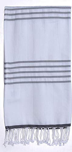 Prewashed, Soft, Original Turkish Peshtemal Towels Pestemal Towel Thin Camping Bath Sauna Beach Gym Pool Blanket Fouta Towels 100% Cotton Grey - color: Grey Turquoise