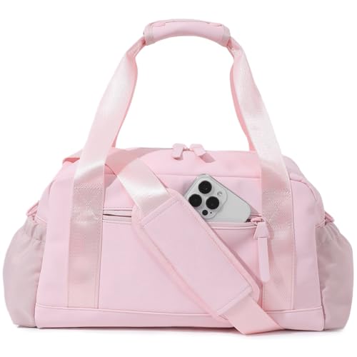 Bucosd Small Gym Bag for Women, Mini Crossbody Gym Duffle Bag with Wet Compartment, Carry on Gym Tote Bag for Workout Dance Sport Travel (Medium-Pink) - color: Medium-Pink, size: Medium