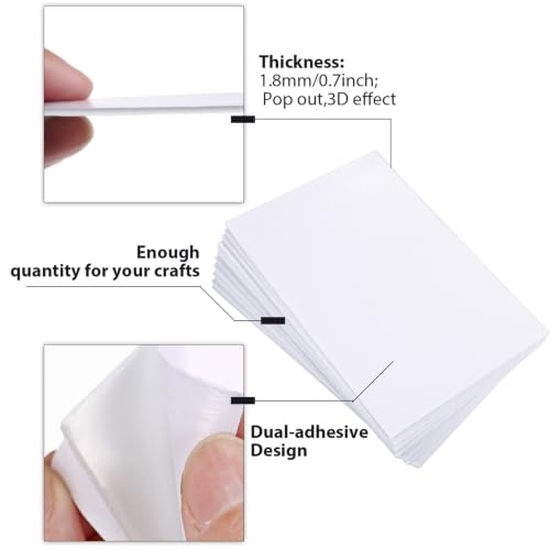 12 Sheets Foam Sheets Crafts 7.9 x 5.9 Inch White Double Sided Sticky Craft Foam Papers 3D Dual-Adhesive Papers for Scrap Booking Card Making Project Preschoolers Classroom DIY Photo Frames Crafts