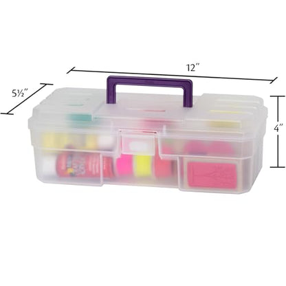 Akro-Mils 12-Inch ProBox Plastic Art Supply, Hobby or Craft Storage Toolbox, Model 09912CLPUR, (12" x 5-1/2" x 4"), Clear - size: 1 Pack