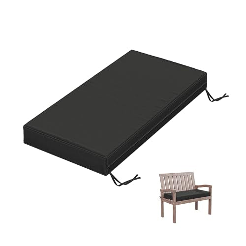 Outdoor Bench Cushion 36 X 18 X 3.5 Inch Thick Waterproof Patio Furniture Cushions, Patio Porch Swing Replacement Seat Pad with Tie Straps and Anti-Slip, for Backyard Garden, Black - color: Black, size: 36 x 18 x 3.5 in