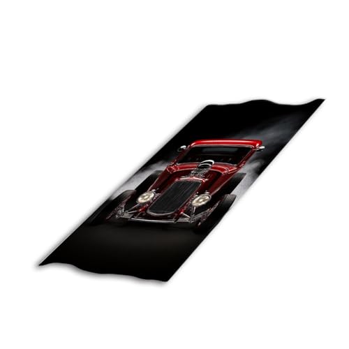 3D Model Red Retro Car Bath Towel 15X30 Inch Washcloths Hot Rod with Smoke Cool Face/Body/Hair/Hand Towel for Spa Gym Yoga Swim Bathroom Kitchen Hotel - color: 3d Model Red Retro Car