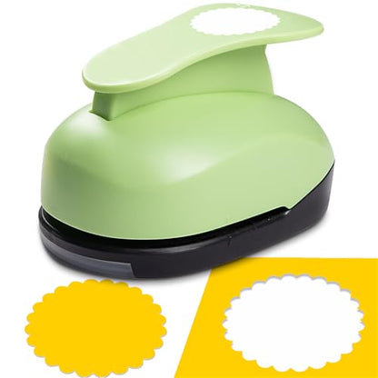 Circle Punch, 2.8 Inch Scalloped Circle Cutter, Circles Hole Punch | Circle Punches for Paper Crafts, Scalloped Circle Shaped Hole Punch, Wave Circles Paper Punch for Journal, Scrapbook Tool - style: Wave Circle Punch