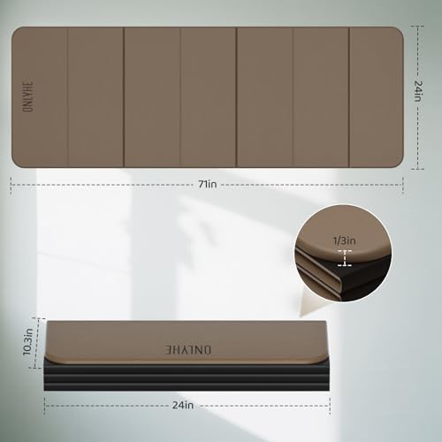 Foldable Yoga Mat Exercise Mat for Home Workout, Comfortable and Durable, 8mm Thick Portable Folding Mat, Non-Slip, Pilates Mat Thick, Outdoor Use, Meditation, Travel, Camping (71"x24" x 0.3") - color: Brown+Black