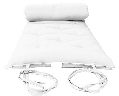 Twin Size Traditional Japanese Floor Futon Mattresses, Tatami Foldable Cushion Mats, Yoga, Meditaion 80 x 39 x 3 (White) - color: White