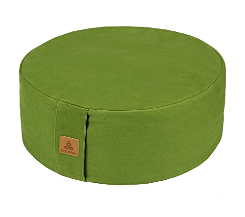 Zafu Buckwheat Meditation Cushion,D=13"/16" H=5.5",Round Zabuton Meditation Pillow,Yoga Bolster Kneeling Pillow Premium Yoga Pillow for Sitting on Floor Zippered Cotton Cover - color: Dark Green, size: 16"x16“x5"