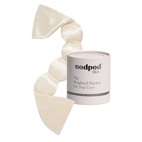 nodpod Mineralized Silk Gentle Pressure Sleep Mask, Weighted Eye Mask | Patented Light Blocking Design for Sleeping, Travel & Relaxation, Bead Filled, Machine Washable, BPA-Free, Pearl - color: Pearl Silk