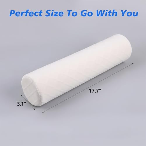 3.1" Small Neck Roll Memory Foam Pillow Cylinder,Detachable Cover - color: White, size: Small - 3.1" H