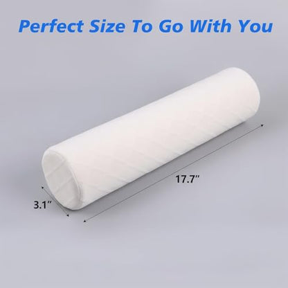 3.1" Small Neck Roll Memory Foam Pillow Cylinder,Detachable Cover - color: White, size: Small - 3.1" H