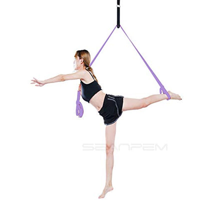 Leg Stretch Band - To Improve Leg Stretching - Easy Install on Door - Perfect Home Equipment For Ballet, Dance And Gymnastic Exercise Flexibility Stretching Strap Foot Stretcher Bands - color: light purple