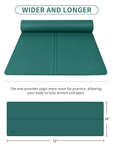 IUGA Yoga Mat Non Slip with Alignment Lines, 72" x 26" Eco Friendly Yoga Mats, 1/4 Inch Thick Yoga Mat with Free Carry Strap