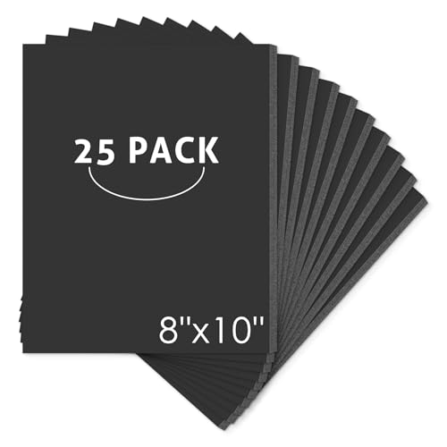 Mat Board Center 8x10x3/16" Black High-Grammage Foam Core Boards Pack of 25 | Acid Free, Polystyrene, Warp-Resistant, Double-Sided Foam Poster Board, Easy to Cut & Write for Display, Draw, Crafts & Art - color: Black, size: 8x10