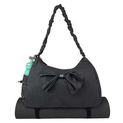 WOLT Gym Bag For Women, Yoga Mat Bag with Shoes Compartment, Wet Pocket and Water Bottle Pocket - color: Black