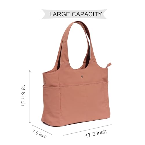 ESVAN Yoga Tote Bag Mat bag Women Shoulder Bags Carryall Tote for Travel Office Workout Gym Nurse Beach - color: Pink Brown