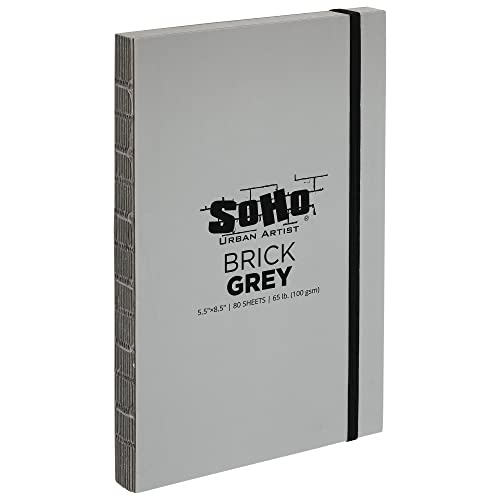 SoHo Urban Artist Brick Sketchbook Journals for Sketching, Drawing, Colored Pencils, Graphite, and More - Grey 5.5"x8.5" (100 GSM, 80 Sheets) - color: Grey, size: 5.5 x 8.5in