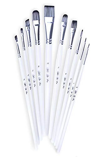 ADIS&Guys Professional Paint Brush Set – 10 Pcs for Acrylic, Oil, Face & Body Painting – Ideal for Artists, Kids & Beginners - color: White