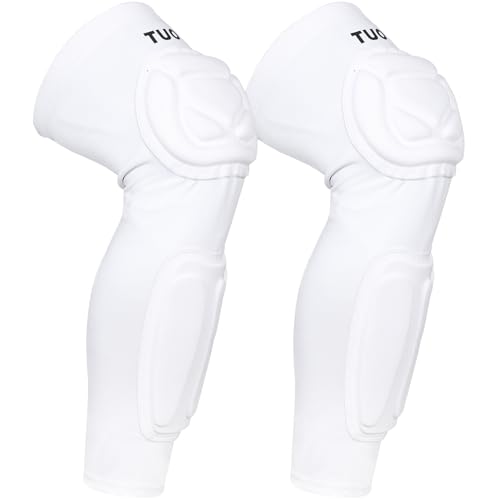 Padded Knee Calf Pads Compression Leg Sleeve Thigh Protector Gear Shin Brace for Football Basketball Volleyball Soccer Baseball for Adult (1 Pair) - color: mixwhite, size: X-Large