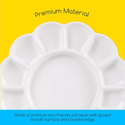 MEEDEN 12-Well Ceramic Paint Palette, Porcelain Tray, Artist Watercolor Mixing Palette, Round, 7.9'x 7.9'x 0.79' - size: 12 Wells