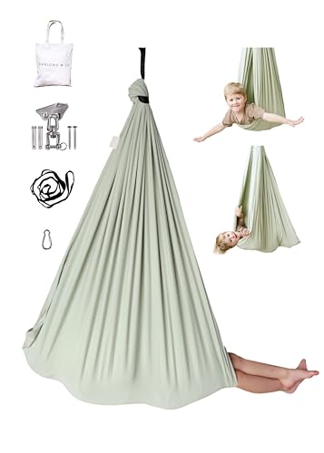 Marlowe & Co Sensory Swing for Kids Indoor Outdoor, Therapy Pod Cocoon Swing for Autism ADHD SPD, Double Layer Cotton Hammock Swing, Holds 200 lbs, 360° Swivel Hardware Included, Desert Sage - color: Desert Sage