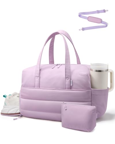 LOVEVOOK Small Gym Bag for Women with Tumbler Holder & Shoe Compartment - color: Purple, size: Small-17"