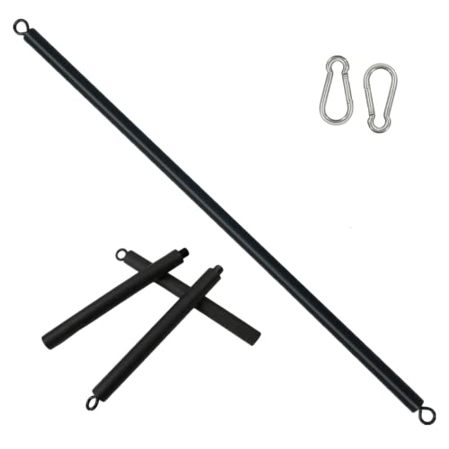 41Inch Resistance Band Bar for Full Body Workout, Portable Detachable Pilates, with 2 Carabineer Clips, Black