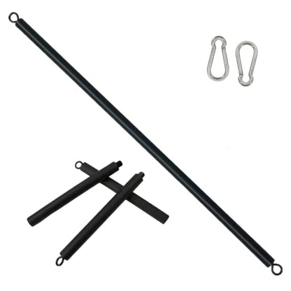 41Inch Resistance Band Bar for Full Body Workout, Portable Detachable Pilates, with 2 Carabineer Clips, Black