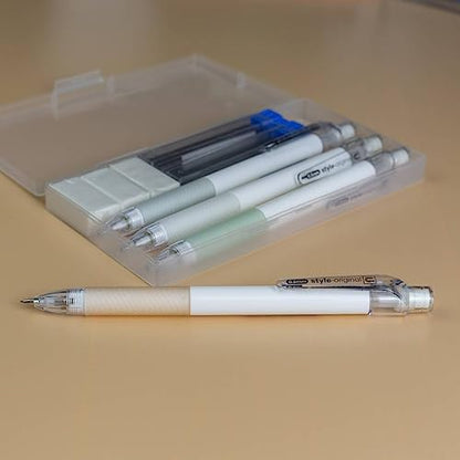 Mechanical Pencil Set 4PCS 0.5 Mechanical Pencils 100 HB Lead 3 Erasers for Students