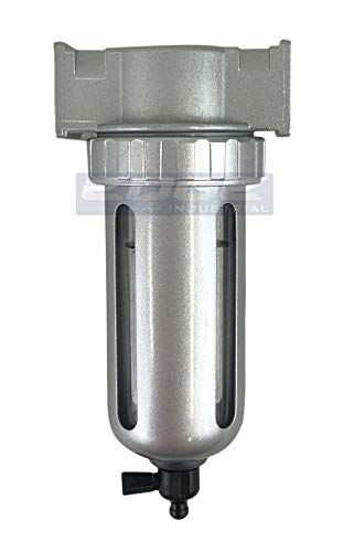 MID FLOW PARTICULATE FILTER/WATER TRAP FOR AIR COMPRESSOR COMPRESSED AIR LINES, 5u WITH POLY BOWL AND METAL BOWL GUARD (1/4" NPT) - style: 1/4" NPT