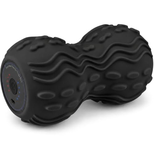 Vibrating Peanut Massage Ball, 5-Speed Back & Neck Recovery Roller (Black) - color: Black