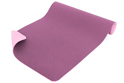 ProsourceFit Natura TPE Yoga Mat 1/4" (6mm) Thick, 72" Long, Reversible with High-Density Cushion & Non-slip Texture, Eco-conscious & Hygienic - color: Purple/Pink