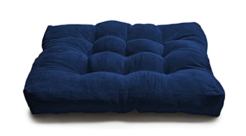 LANITI 24” Inch Extra Large Floor Cushions Tufted Floor Pillow for Adults Square Meditation Ultimate Comfort Oversized Pillows for Floor Cushion (Navy) - color: Navy